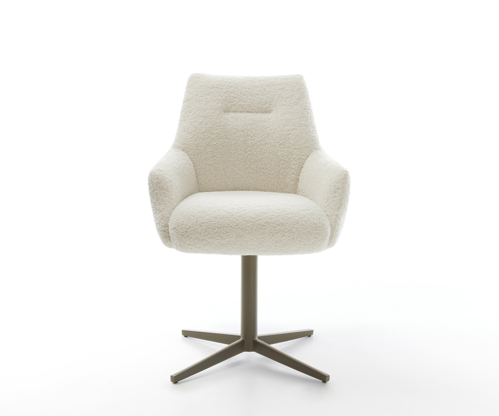 Étkezőszék Alja-Flex karfás teddy bézs kereszt láb titán színű effekt finish 360° forgatható zsákrugós - Image 2