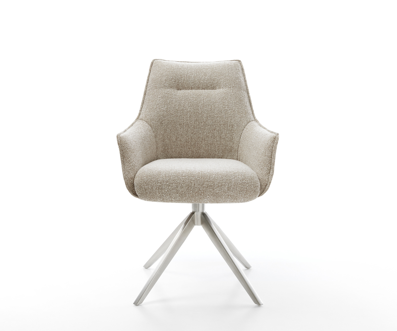 Étkezőszék Alja-Flex karfás szövetszövet puha bézs kereszt láb széles rozsdamentes acél 360° forgatható zsákrugós - Image 2