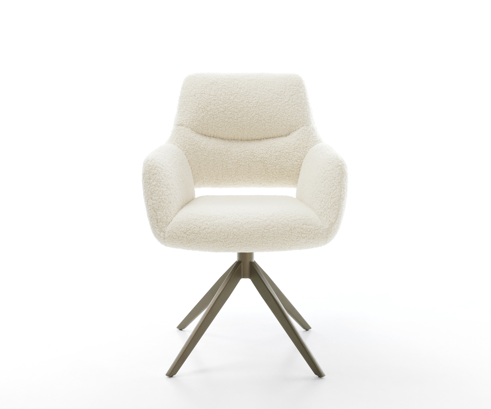 Étkezőszék Yago-Flex kárpitozott karfás teddy bézs kereszt láb széles titán színű 360° forgatható billenő funkció zsákrugós matrac - Image 2