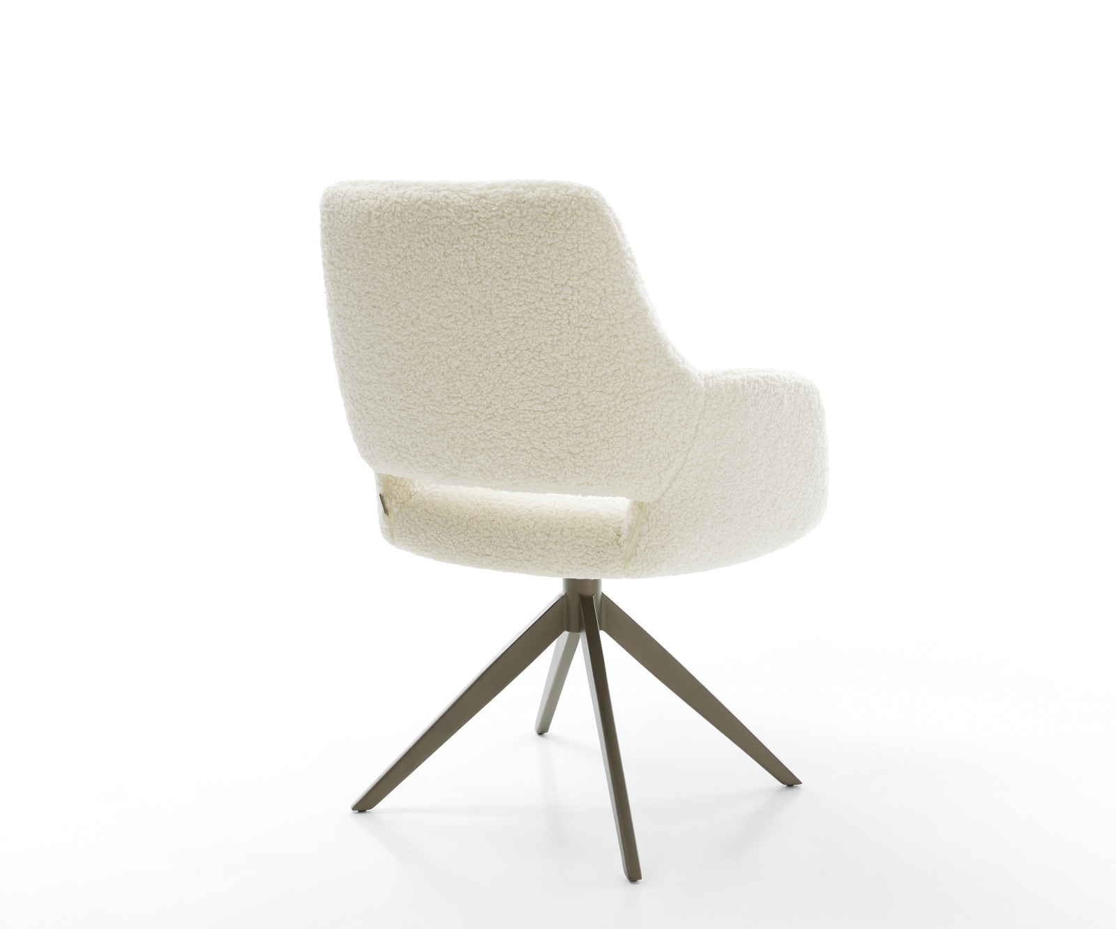 Étkezőszék Yago-Flex kárpitozott karfás teddy bézs kereszt láb széles titán színű 360° forgatható billenő funkció zsákrugós matrac - Image 5