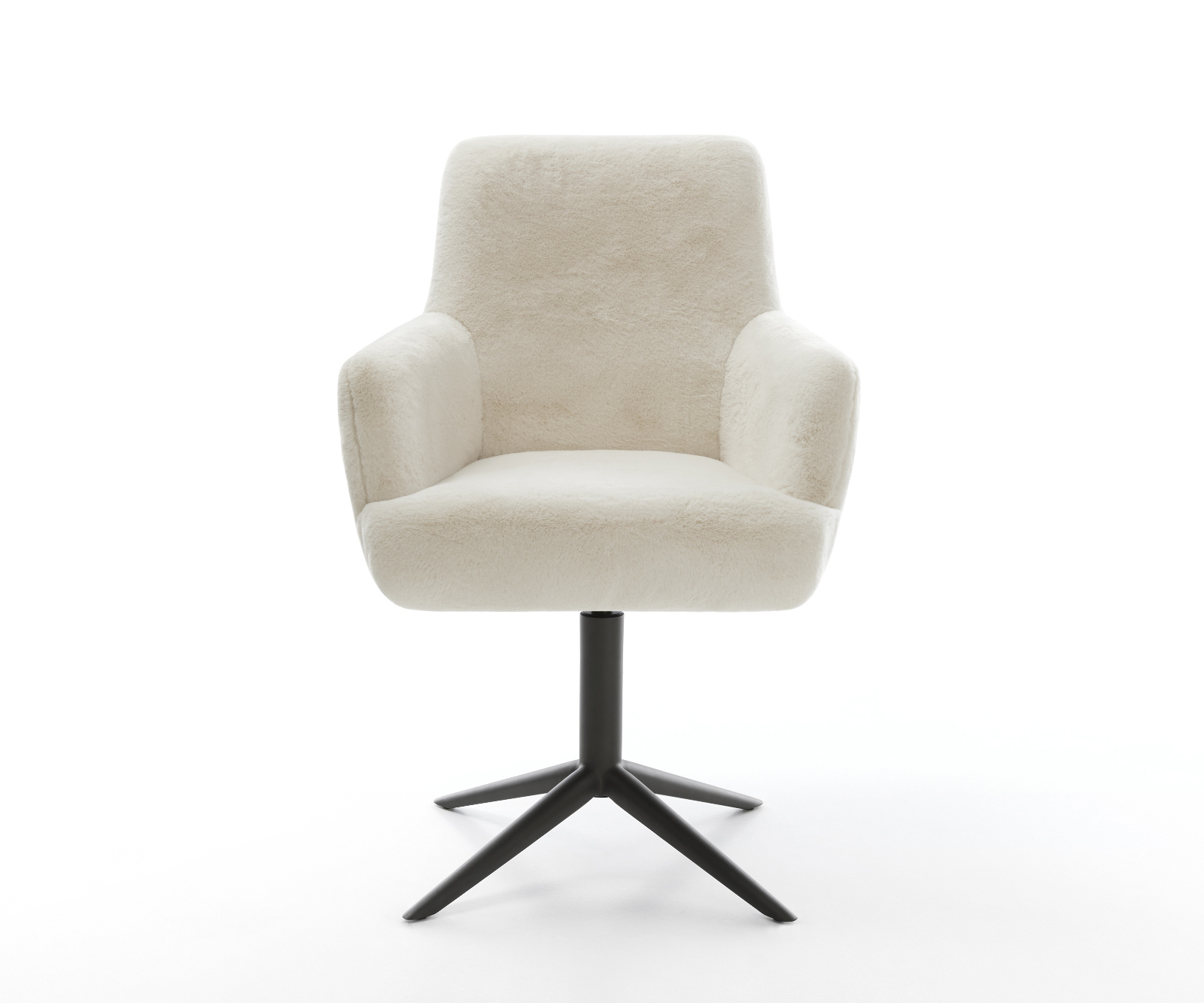 Étkezőszék Heira-Flex karfás plüss krémfehér kereszt láb fekete 360° forgatható billenő zsákrugós - Image 2