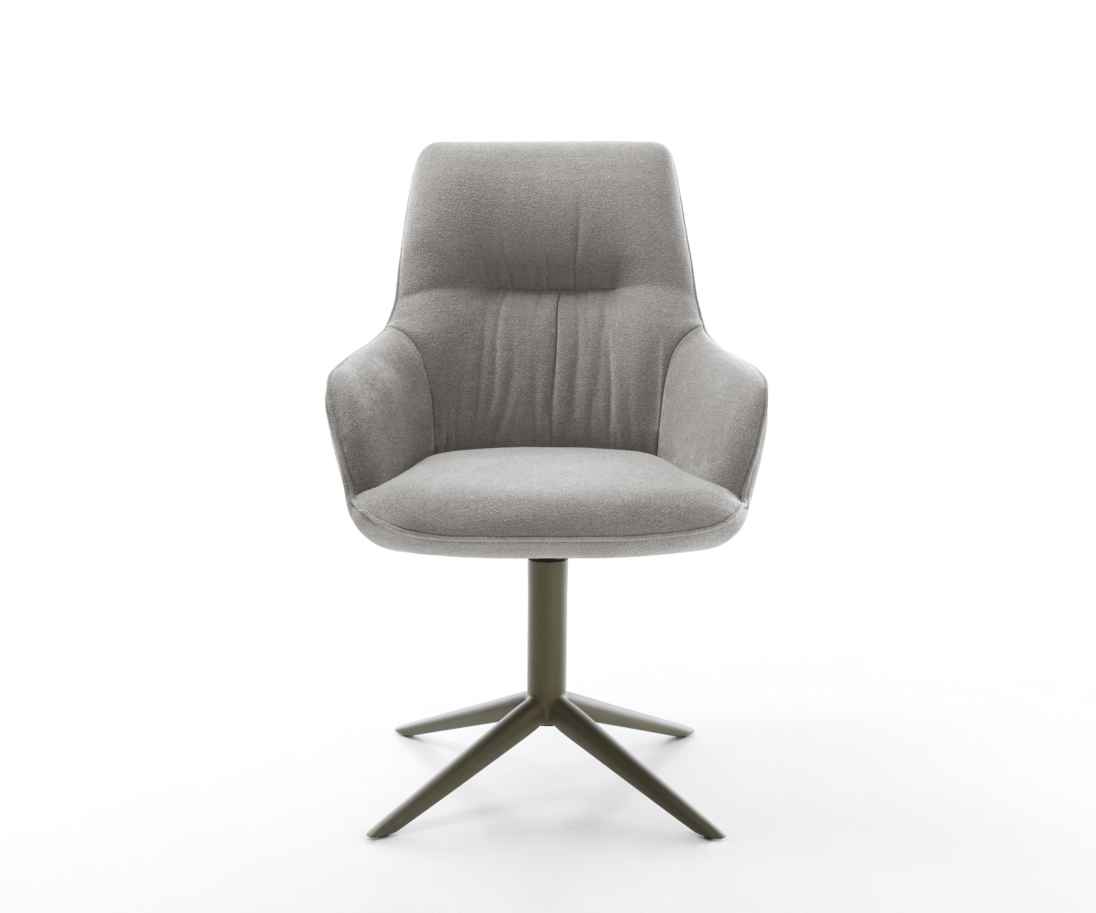 Étkezőszék Zelia-Flex karfás strukturált szövet puha szürke kereszt láb titán színű 360° forgatható billenő zsákrugós matrac - Image 2