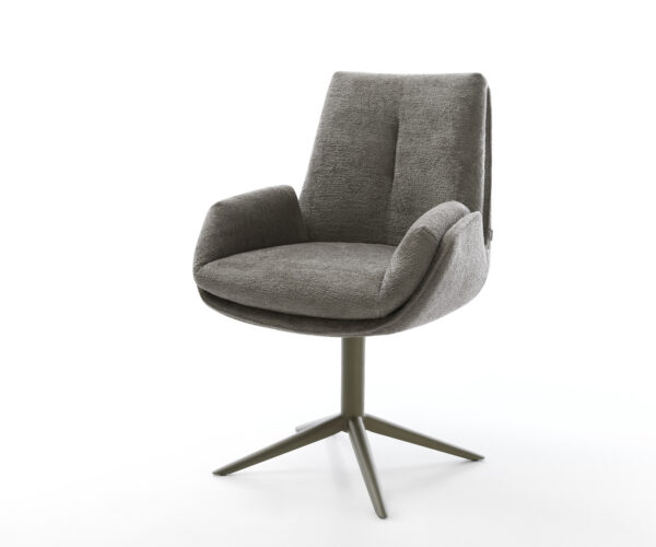 Étkezőszék Clea-Flex bouclé puha sötét bézs láb kereszt láb titán színű hatvan fokban forgatható billenő funkcióval