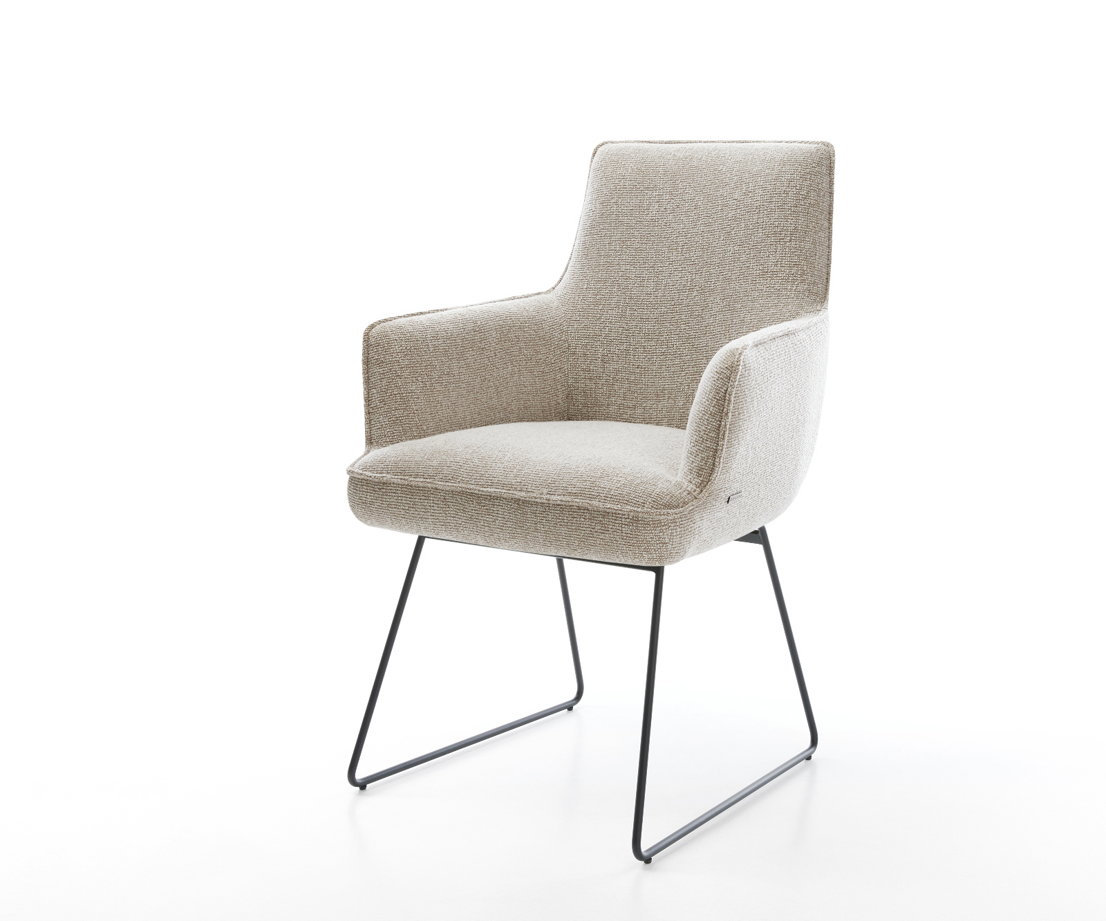 Étkezőszék Heira-Flex karfás mikroszálas puha bézs vékony láb fekete zsákrugós