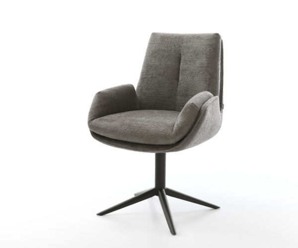 Étkezőszék Clea-Flex bouclé puha sötét bézs kereszt láb fekete 360° forgatható billenő funkció