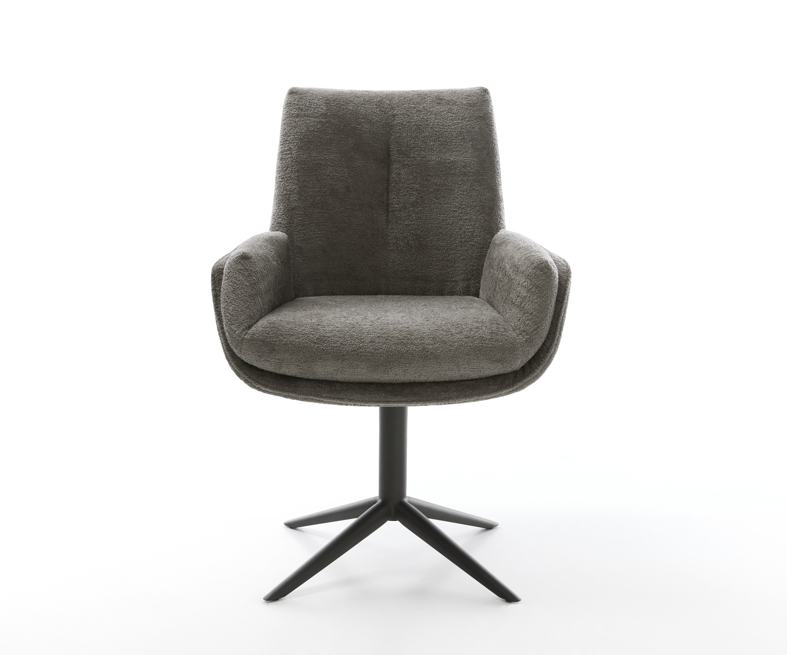 Étkezőszék Clea-Flex bouclé puha sötét bézs kereszt láb fekete 360° forgatható billenő funkció - Image 2