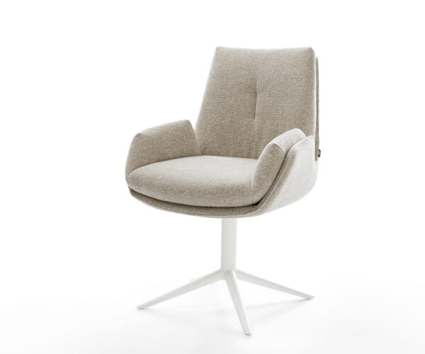 Étkezőszék Clea-Flex szövött szövet puha bézs fehér kereszt láb 360° forgatható billenő