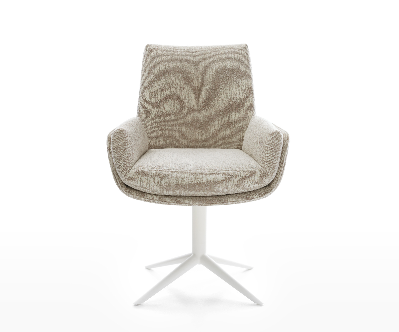 Étkezőszék Clea-Flex szövött szövet puha bézs fehér kereszt láb 360° forgatható billenő - Image 2