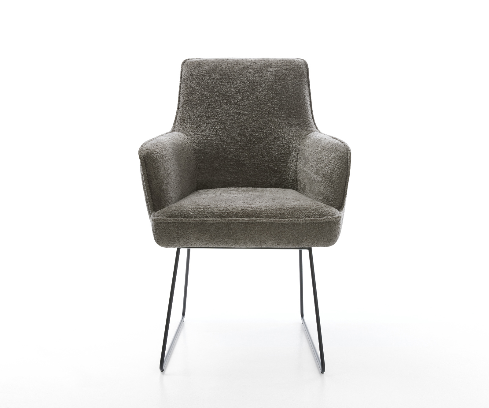 Étkezőszék Heira-Flex karfás bouclé puha sötét bézs vékony láb fekete zsákrugós - Image 2