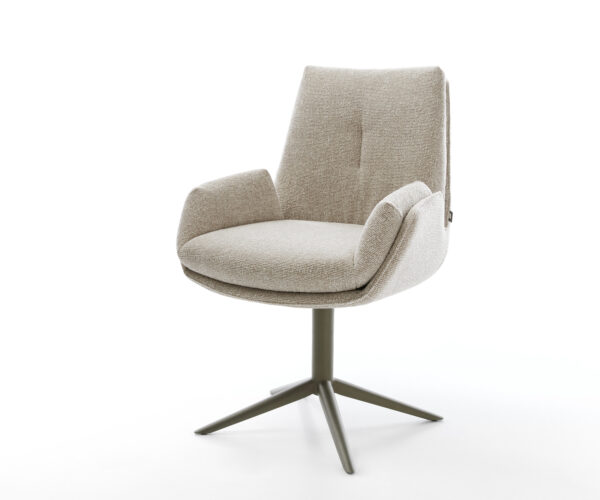 Étkezőszék Clea-Flex szövött szövet puha bézs kereszt láb titán színű hatvan fokban forgatható billenő funkció