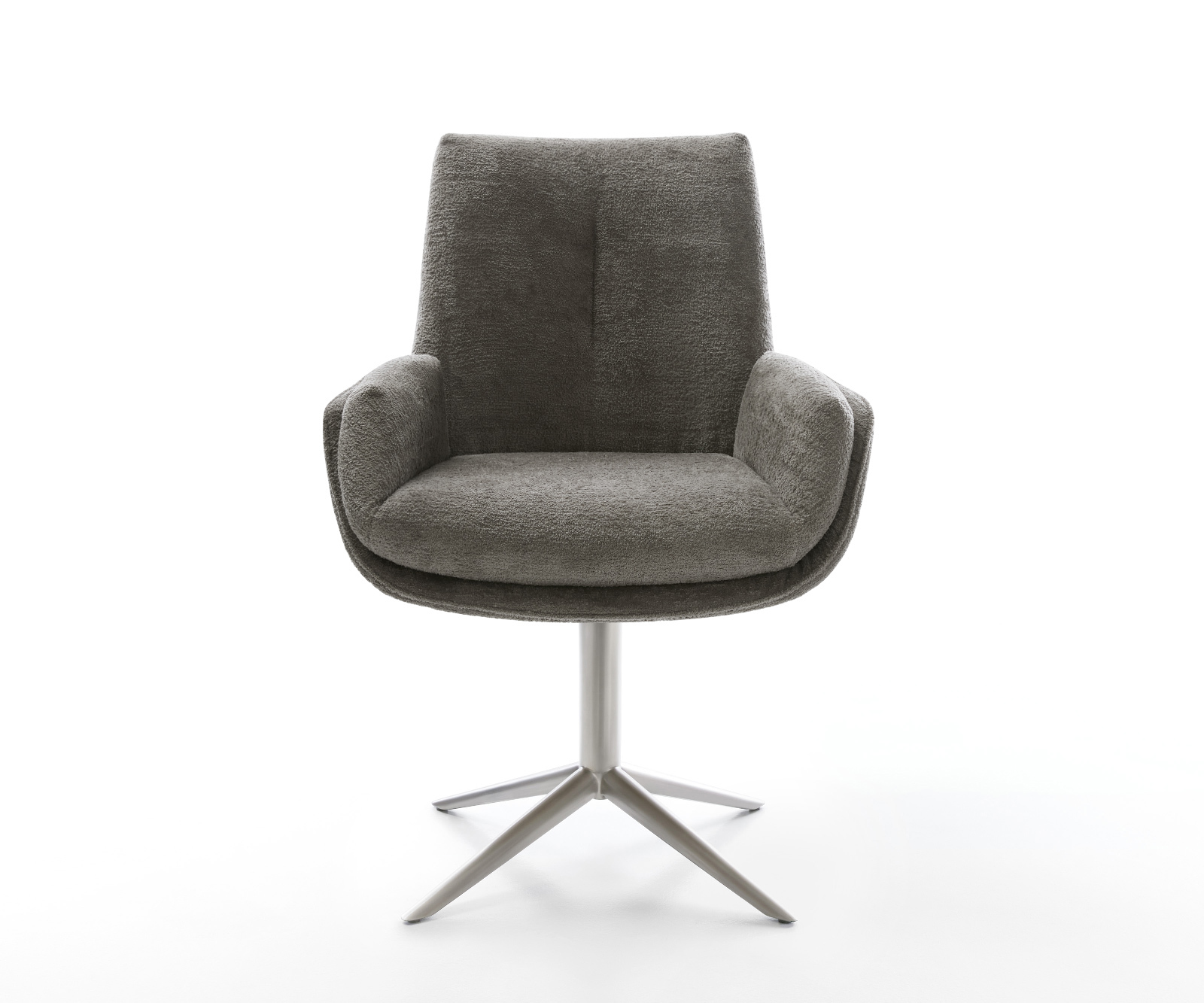 Étkezőszék Clea-Flex bouclé puha sötét bézs rozsdamentes acél kereszt láb 360° forgatható billenő funkcióval - Image 2