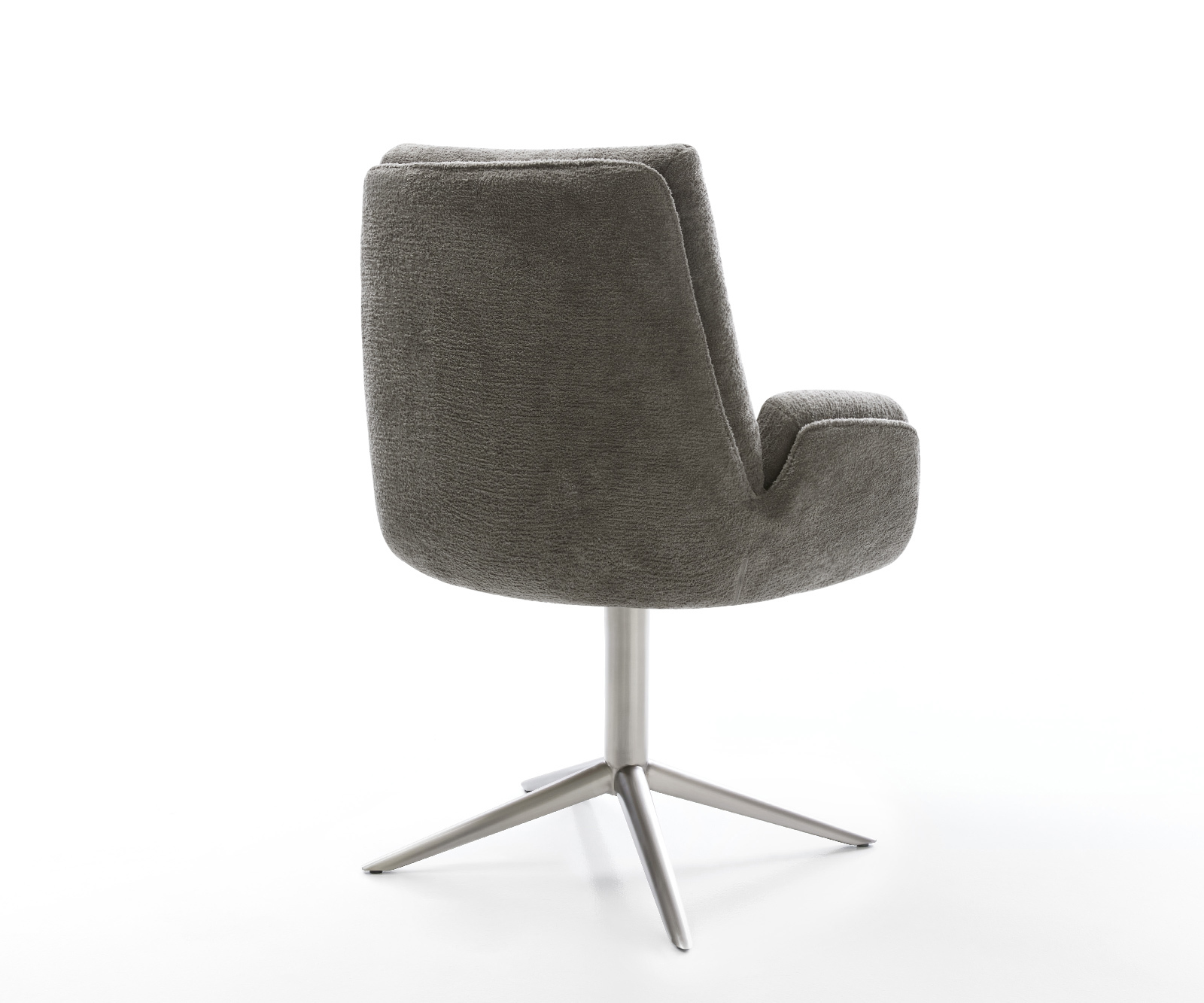 Étkezőszék Clea-Flex bouclé puha sötét bézs rozsdamentes acél kereszt láb 360° forgatható billenő funkcióval - Image 5