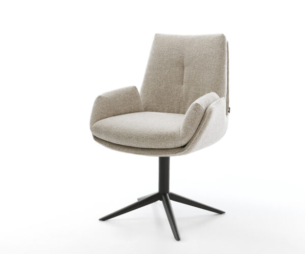 Étkezőszék Clea-Flex szövött szövet puha bézs kereszt láb fekete 360° forgatható billenő