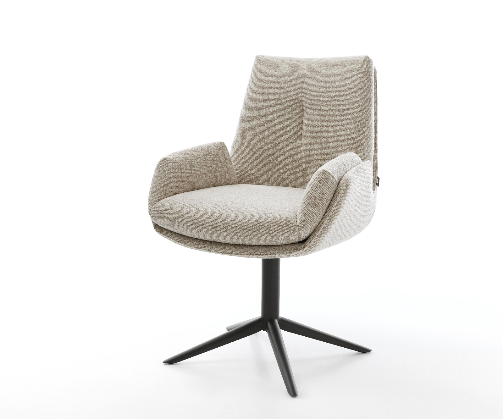 Étkezőszék Clea-Flex szövött szövet puha bézs kereszt láb fekete 360° forgatható billenő