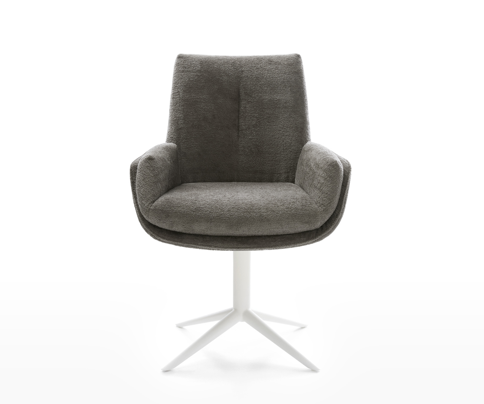 Étkezőszék Clea-Flex bouclé puha sötét bézs kereszt láb fehér 360° forgatható billenő funkció - Image 2