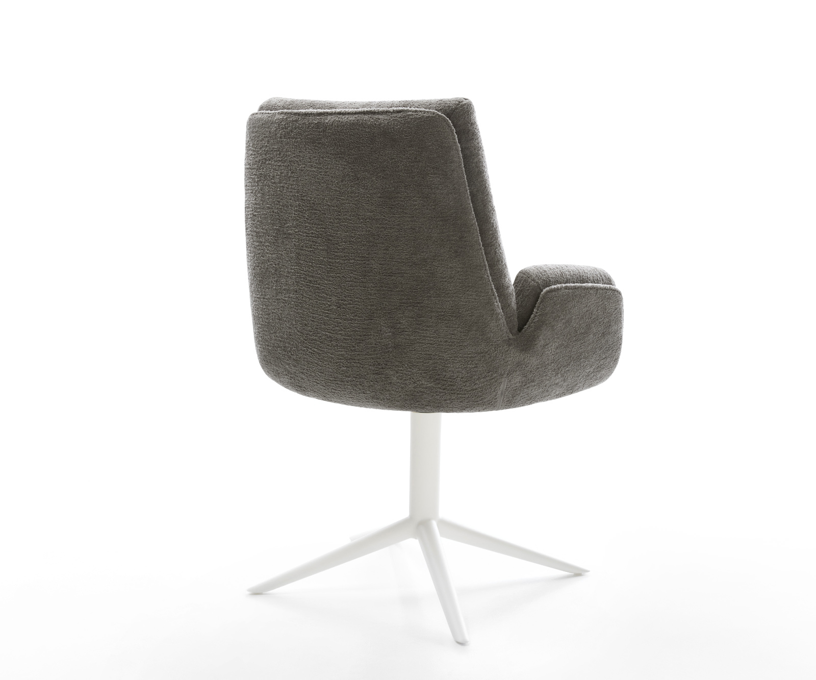 Étkezőszék Clea-Flex bouclé puha sötét bézs kereszt láb fehér 360° forgatható billenő funkció - Image 5