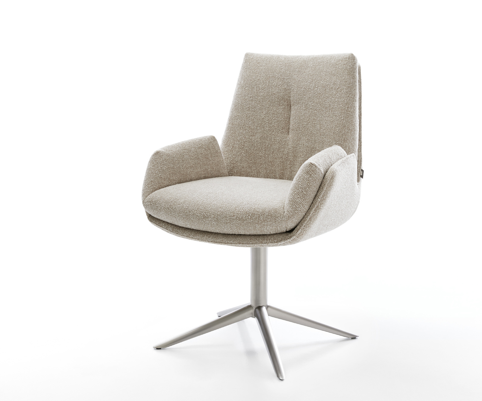 Étkezőszék Clea-Flex szövött szövet puha bézs kereszt láb rozsdamentes acél 360° forgatható billenő funkció