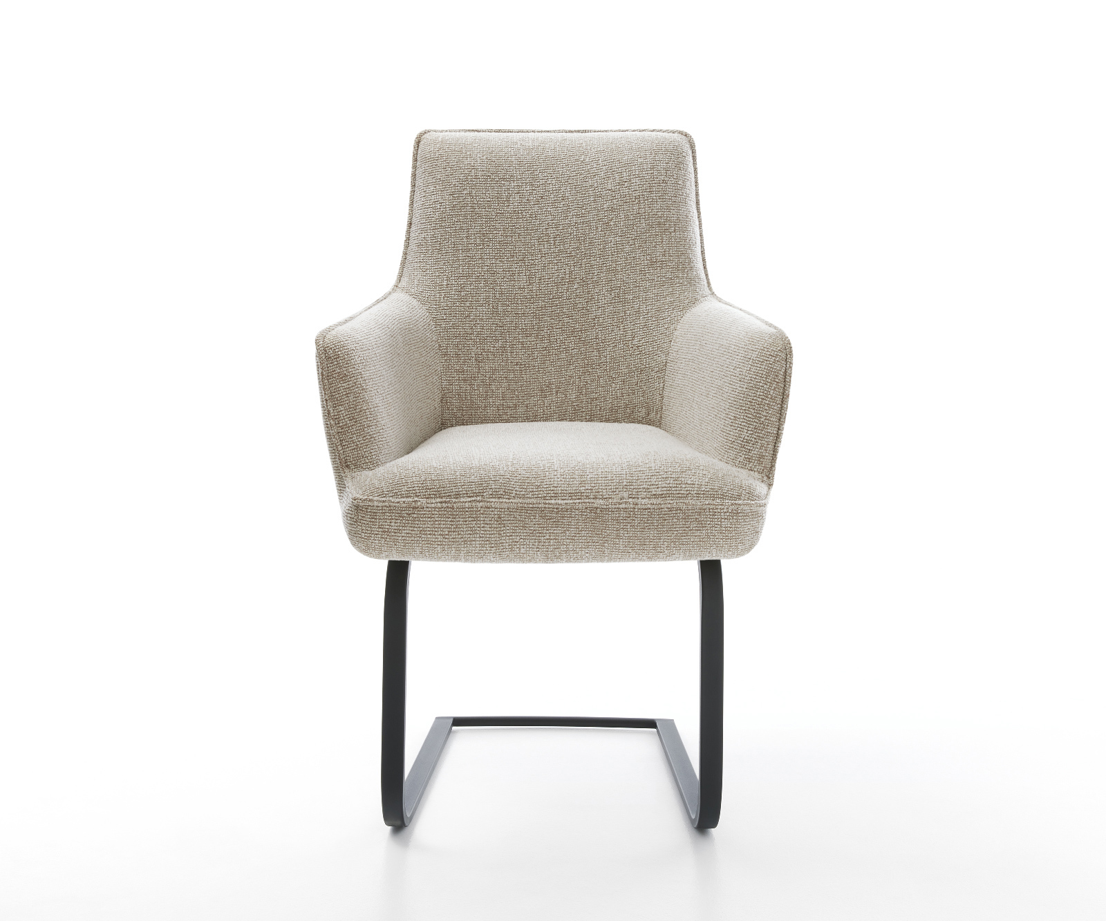 Étkezőszék Heira-Flex kárpitozott karfás mikroszálas puha bézs étkezőszék lapos fekete zsákrugós - Image 2