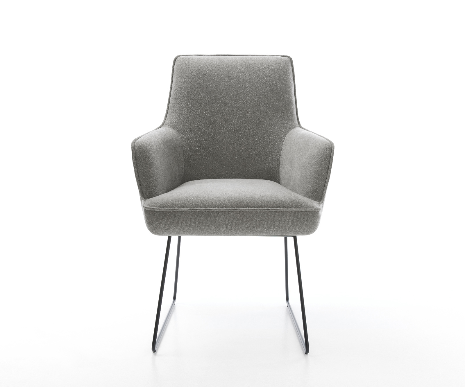 Étkezőszék Heira-Flex kárpitozott karfás strukturált szövet puha szürke vékony fekete láb zsákrugós - Image 2