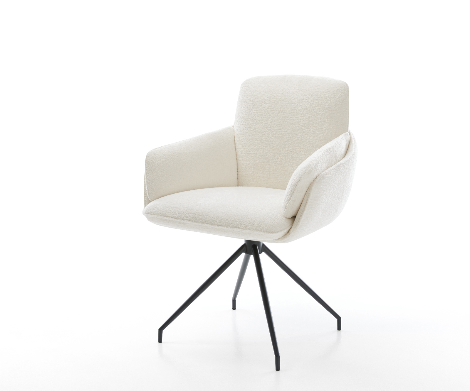 Étkezőszék Luan-Flex karfás bouclé puha bézs kereszt láb kúpos fekete