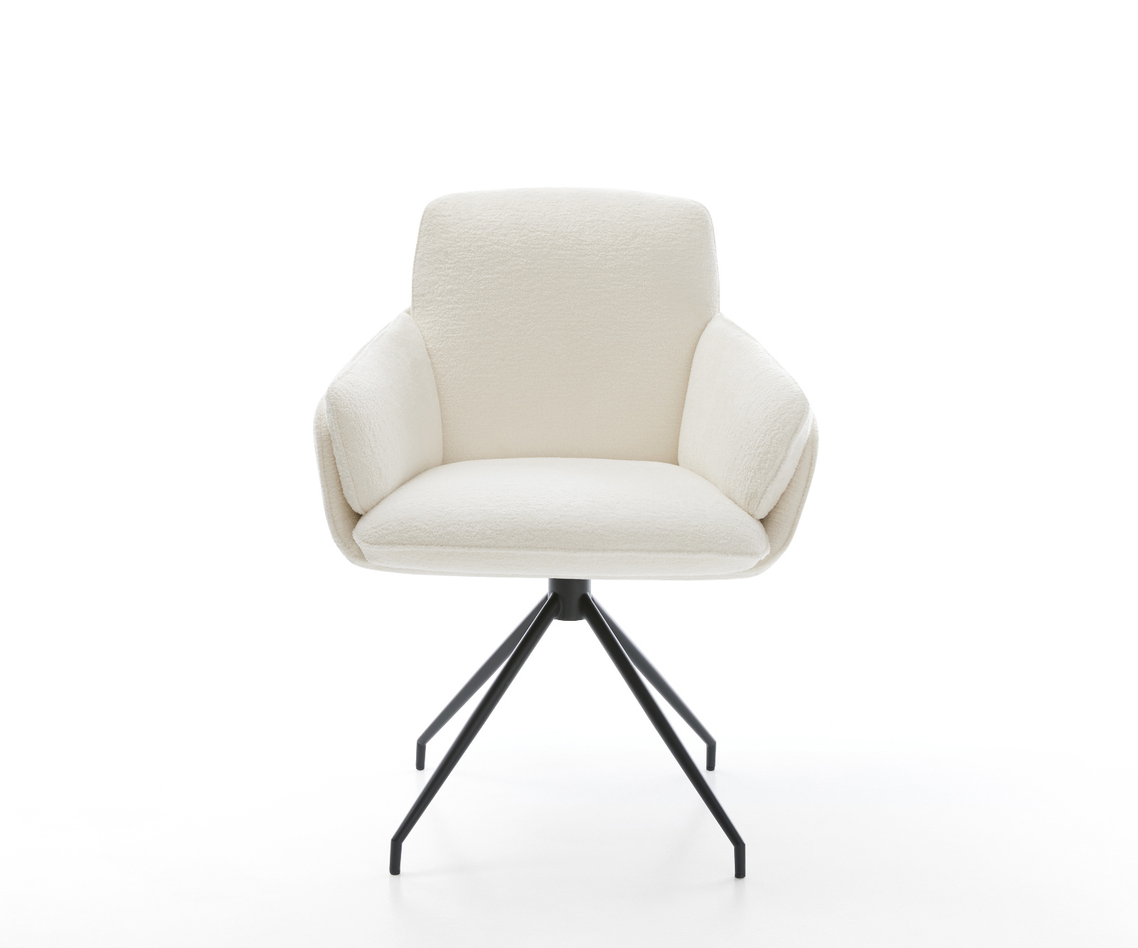 Étkezőszék Luan-Flex karfás bouclé puha bézs kereszt láb kúpos fekete - Image 2