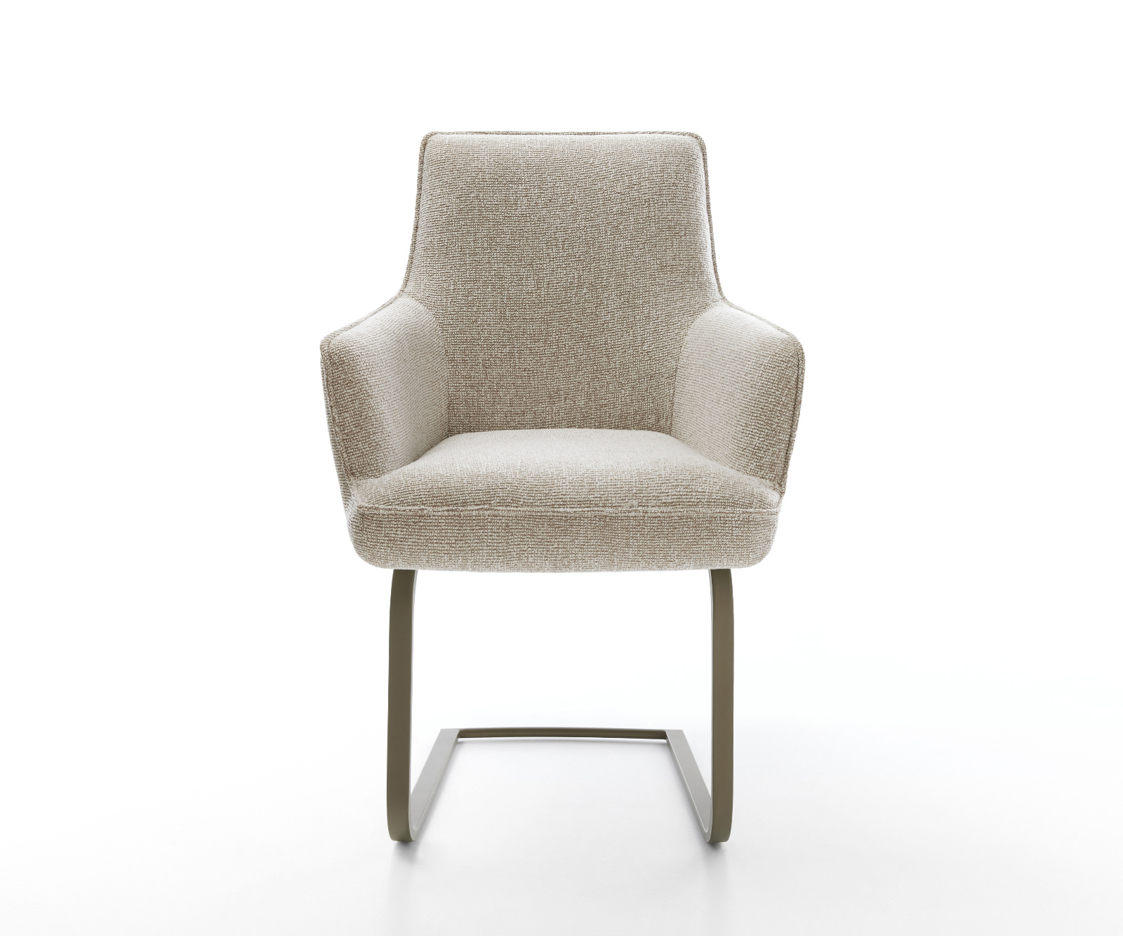 Étkezőszék Heira-Flex kárpitozott karfás szövött szövet puha bézs konzolos lapos láb titán színű hatású zsákrugós - Image 2