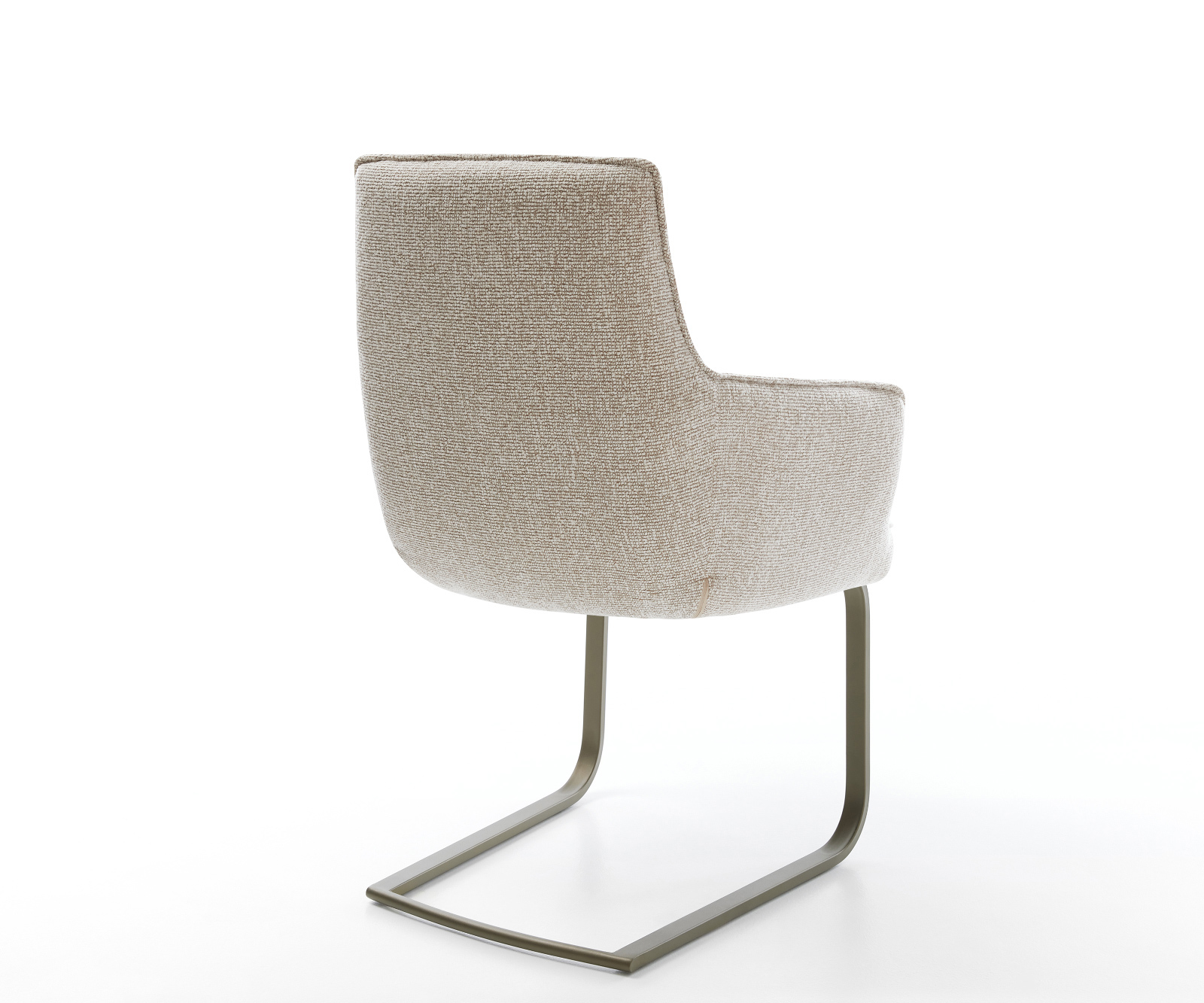 Étkezőszék Heira-Flex kárpitozott karfás szövött szövet puha bézs konzolos lapos láb titán színű hatású zsákrugós - Image 5