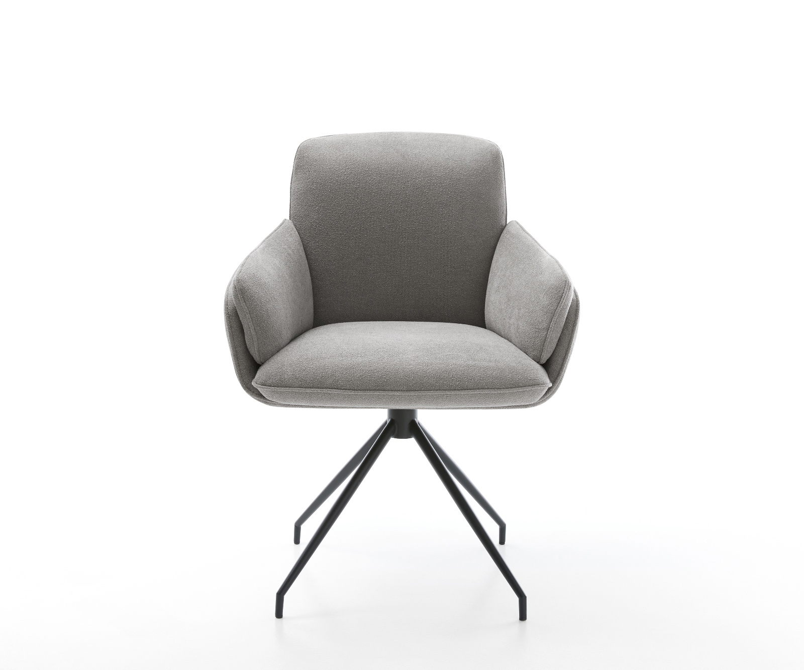 Étkezőszék Luan-Flex karfás strukturált szövet puha szürke kereszt láb kúpos fekete - Image 2