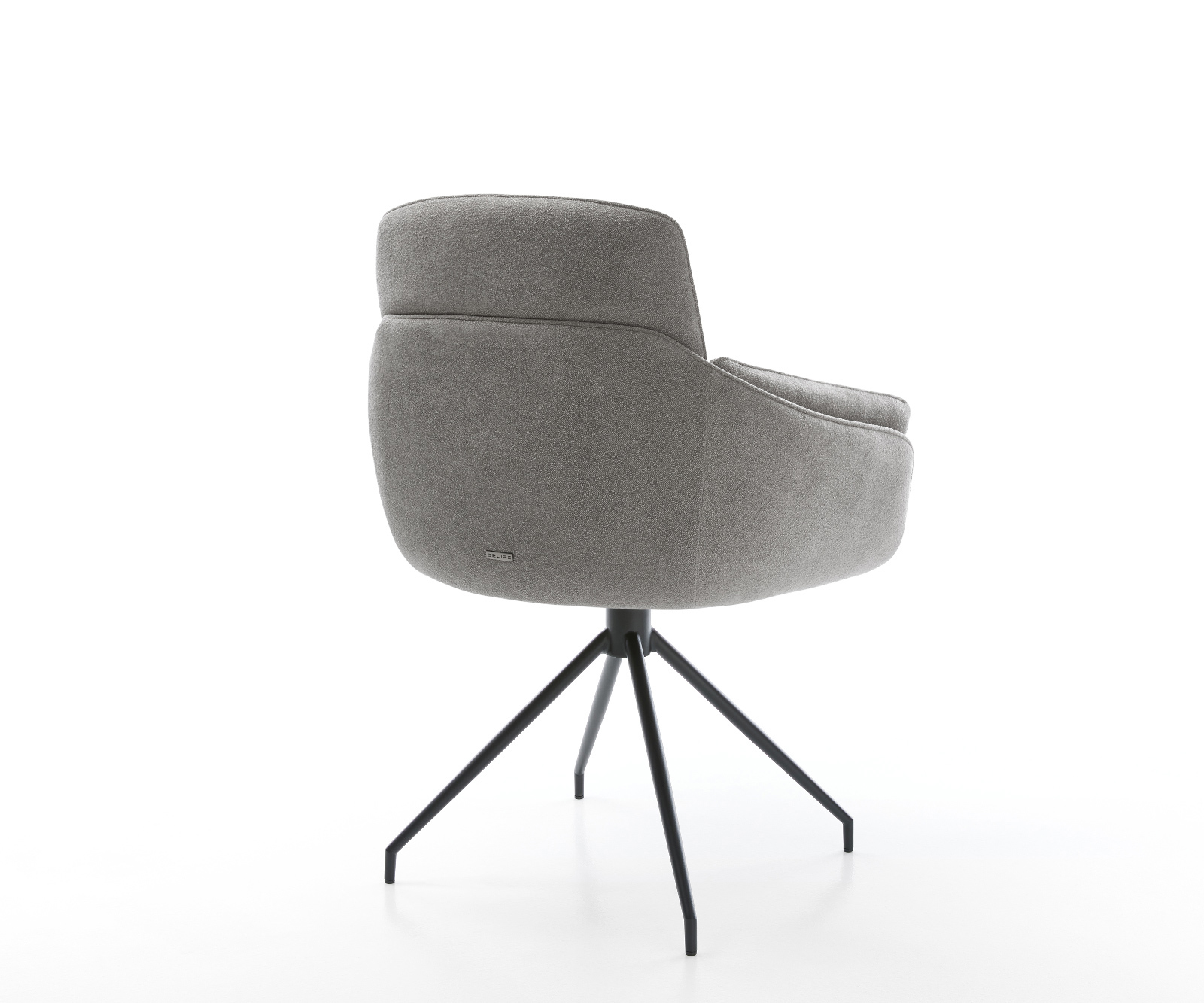 Étkezőszék Luan-Flex karfás strukturált szövet puha szürke kereszt láb kúpos fekete - Image 5