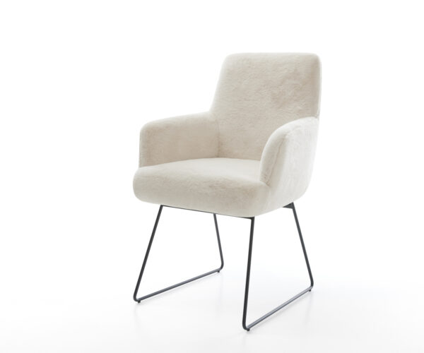 Étkezőszék Heira-Flex karfás plüss krémfehér vékony láb fekete zsákrugós