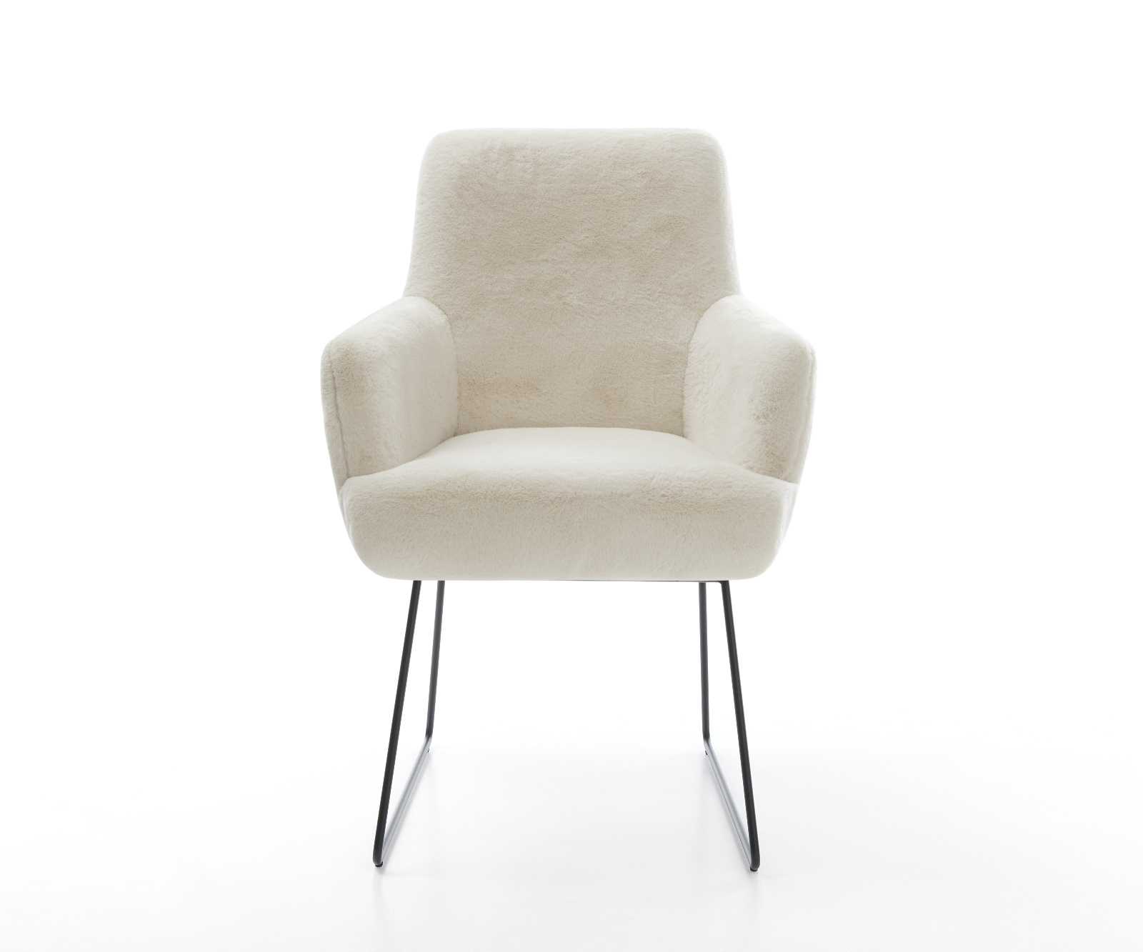 Étkezőszék Heira-Flex karfás plüss krémfehér vékony láb fekete zsákrugós - Image 2