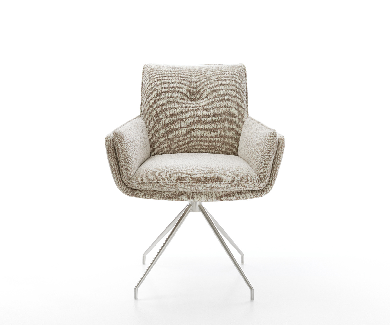 Étkezőszék Nela-Flex szövött szövet puha bézs kereszt láb kúpos rozsdamentes acél - Image 2