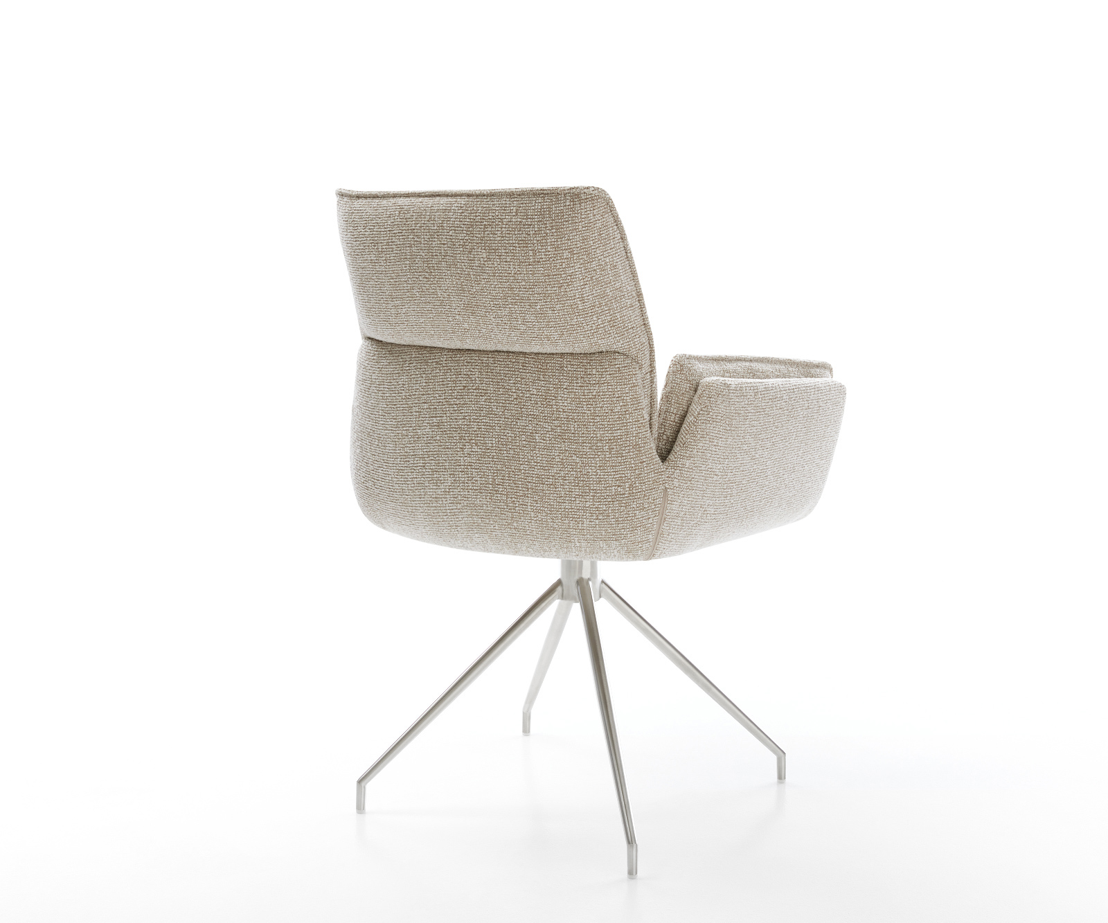 Étkezőszék Nela-Flex szövött szövet puha bézs kereszt láb kúpos rozsdamentes acél - Image 5