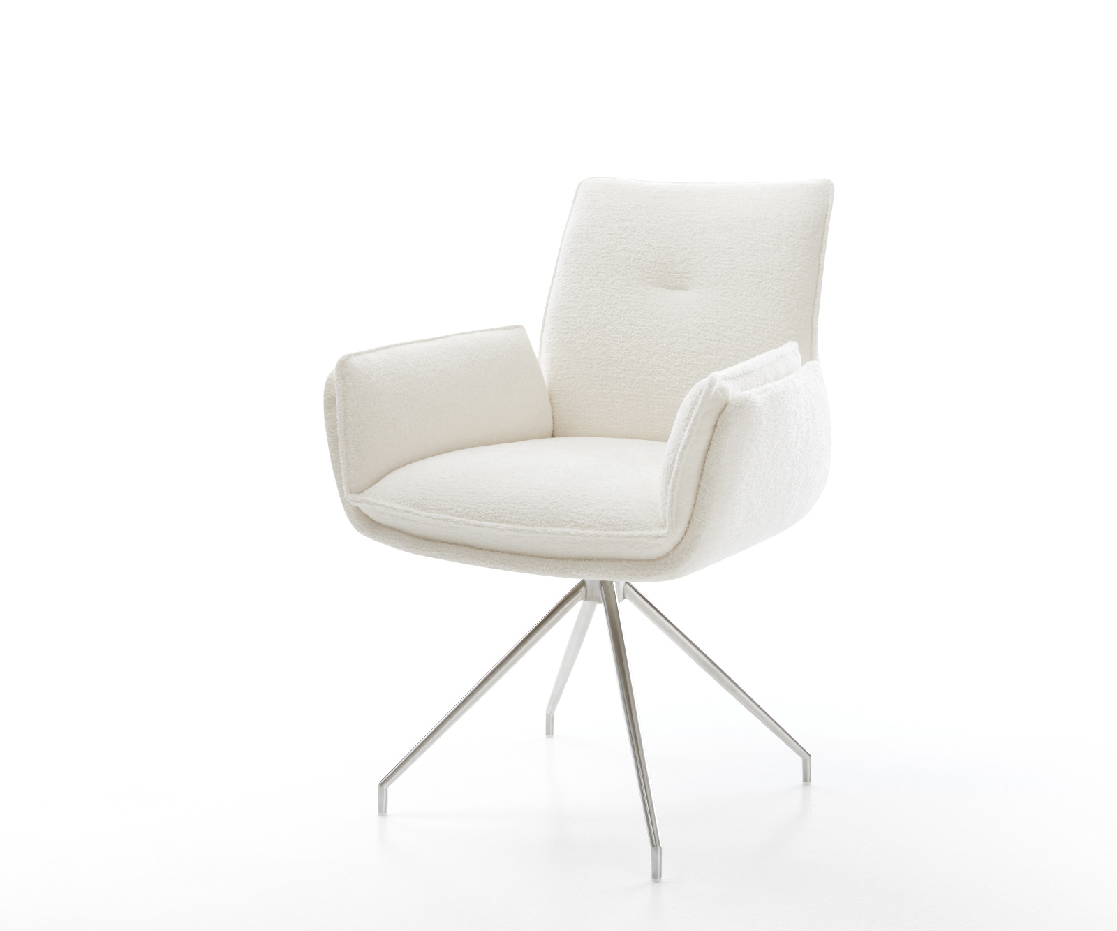 Étkezőszék Nela-Flex bouclé puha bézs kúpos rozsdamentes acél kereszt láb