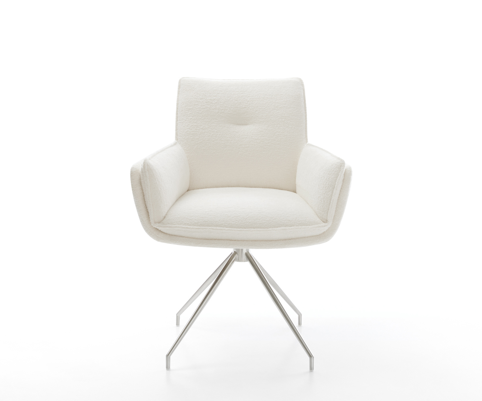 Étkezőszék Nela-Flex bouclé puha bézs kúpos rozsdamentes acél kereszt láb - Image 2