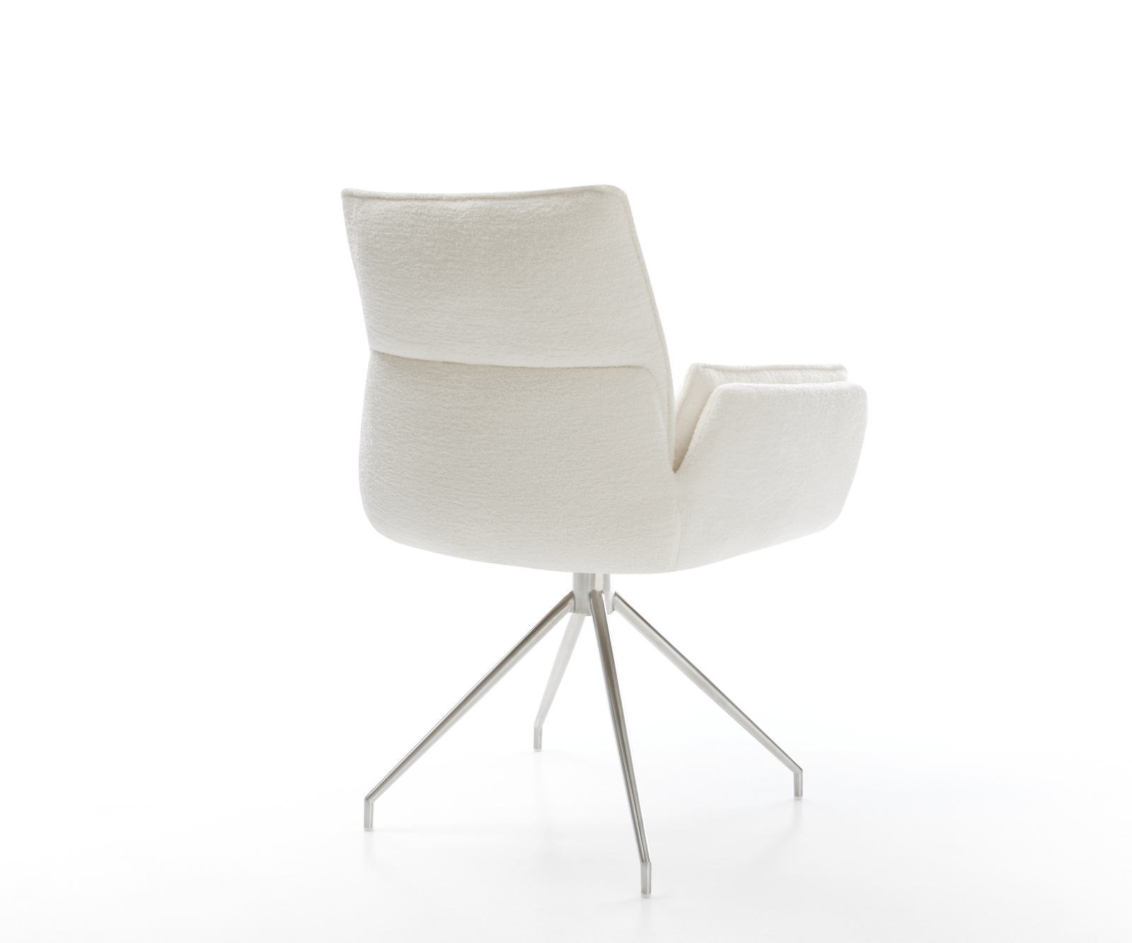 Étkezőszék Nela-Flex bouclé puha bézs kúpos rozsdamentes acél kereszt láb - Image 5