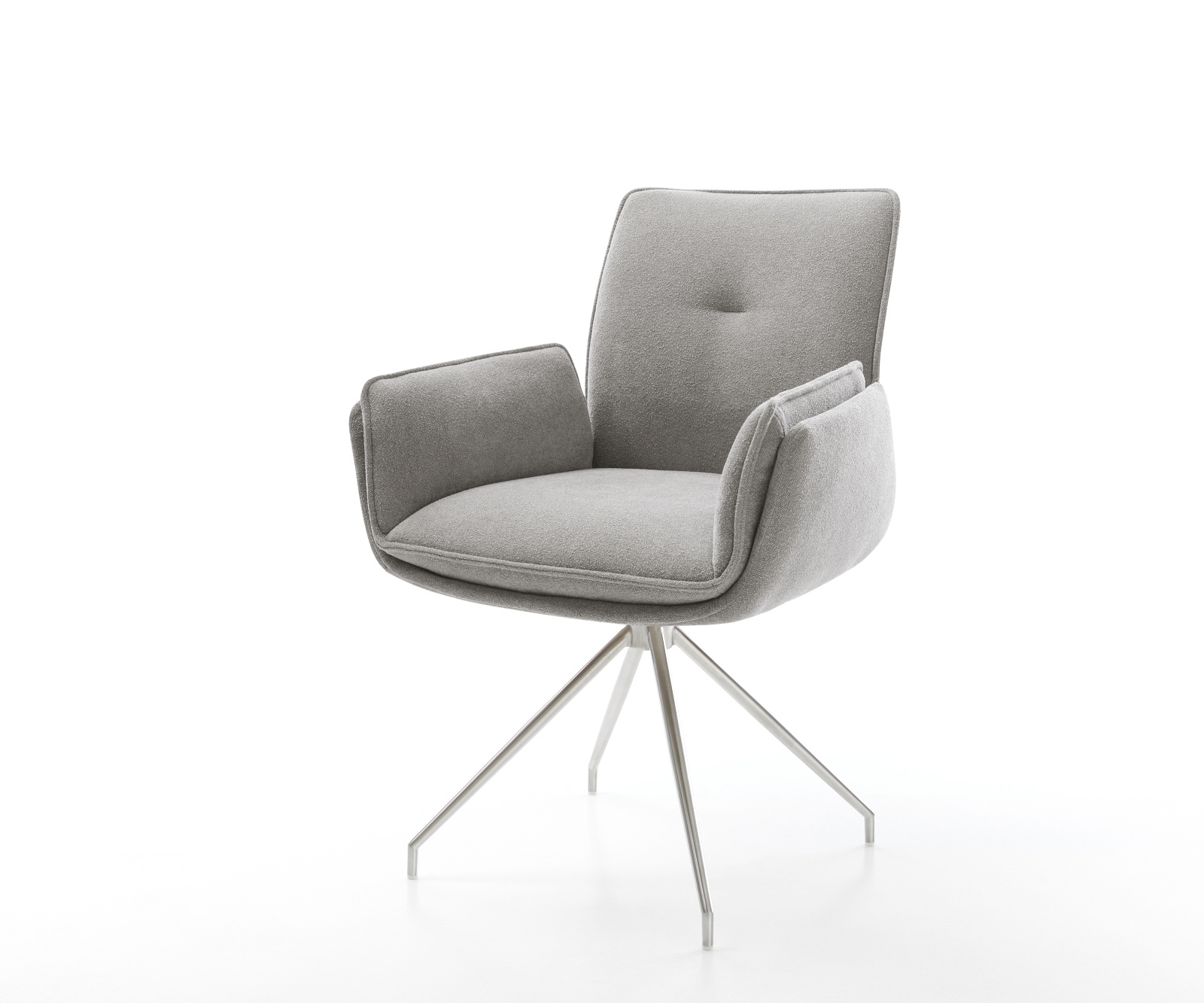 Étkezőszék Nela-Flex strukturált szövet puha szürke kereszt láb kúpos rozsdamentes acél