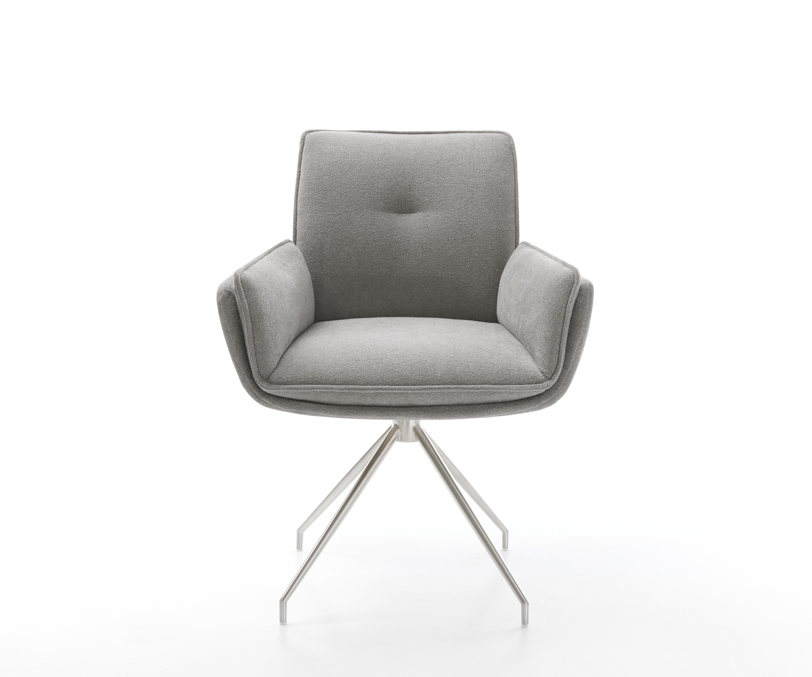 Étkezőszék Nela-Flex strukturált szövet puha szürke kereszt láb kúpos rozsdamentes acél - Image 2