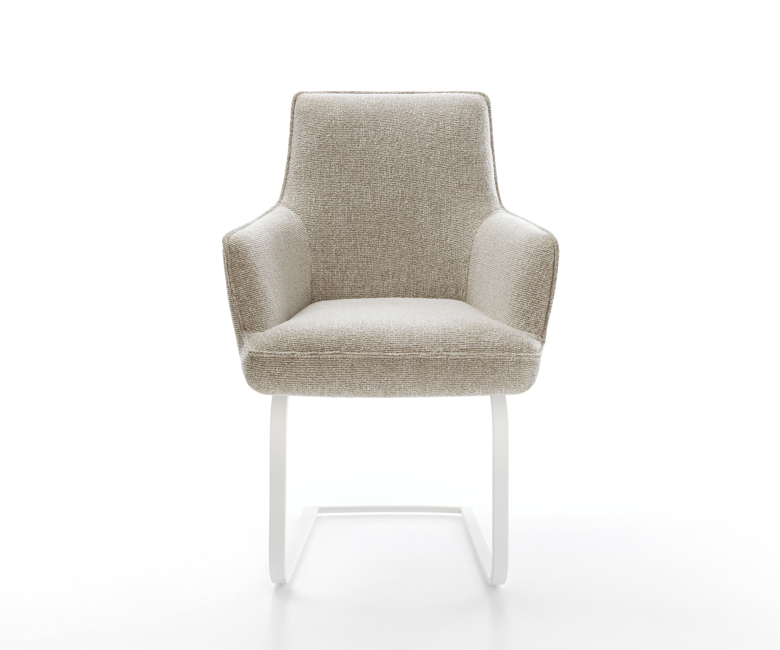 Étkezőszék Heira-Flex kárpitozott karfás szövött szövet puha bézs konzolos lapos fehér zsákrugós - Image 2