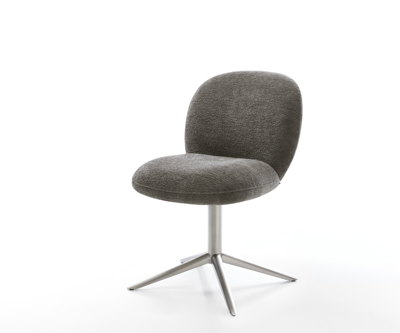 Étkezőszék Nube-Flex bouclé puha sötét bézs rozsdamentes acél kereszt láb 360° forgatható billenő funkció zsákrugó