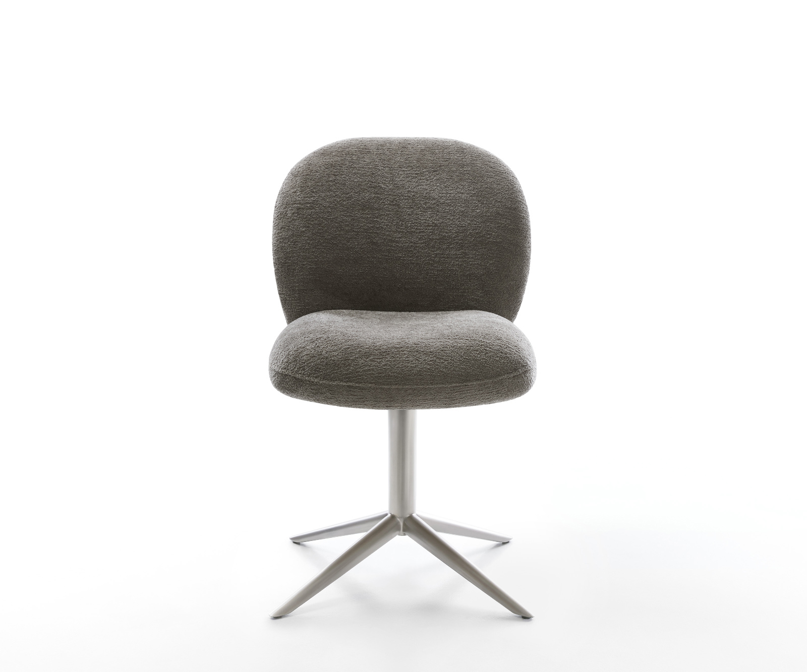 Étkezőszék Nube-Flex bouclé puha sötét bézs rozsdamentes acél kereszt láb 360° forgatható billenő funkció zsákrugó - Image 2