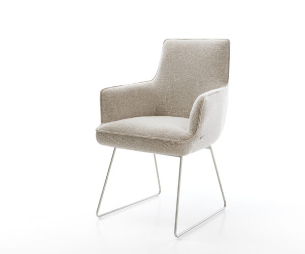 Étkezőszék Heira-Flex karfás mikroszálas puha bézs vékony láb rozsdamentes acél zsákrugó