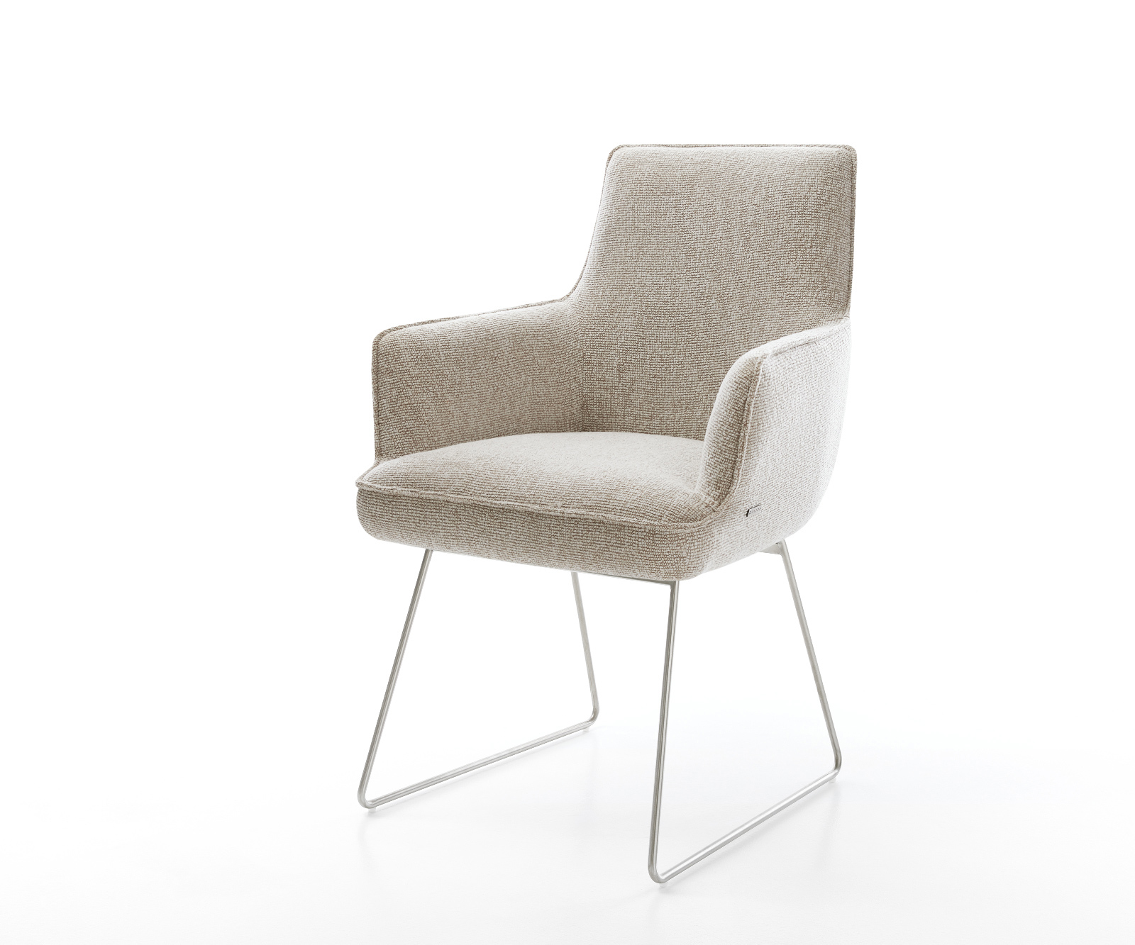 Étkezőszék Heira-Flex karfás mikroszálas puha bézs vékony láb rozsdamentes acél zsákrugó