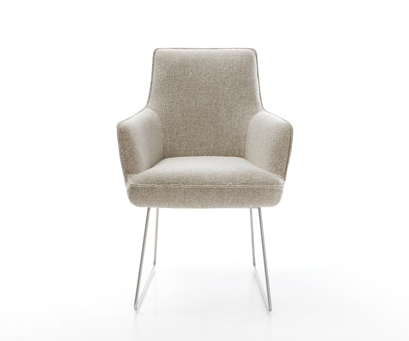 Étkezőszék Heira-Flex karfás mikroszálas puha bézs vékony láb rozsdamentes acél zsákrugó - Image 2