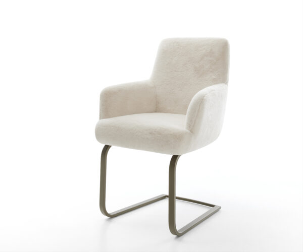 Étkezőszék Heira-Flex karfás plüss krémfehér étkezőszék lapos titán színű hatású zsákrugós