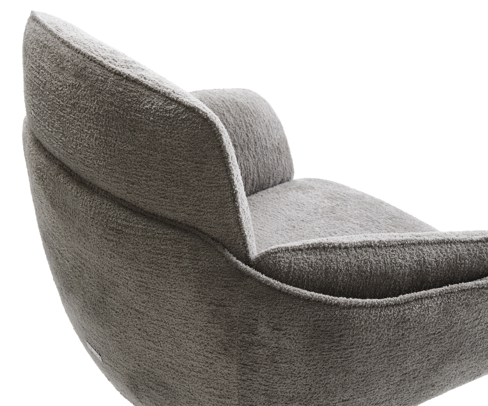 Étkezőszék Luan-Flex karfás bouclé puha sötét bézs kereszt láb kúpos rozsdamentes acél - Image 4