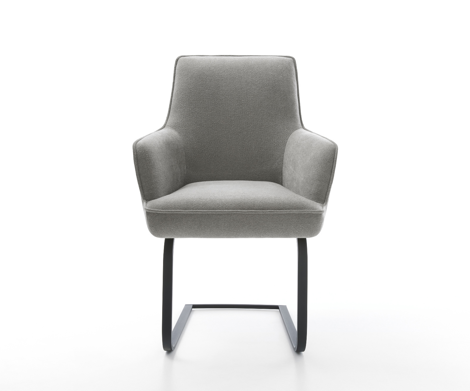 Étkezőszék Heira-Flex kárpitozott karfás strukturált szövet puha szürke konzolos lapos fekete zsákrugós ülőfelület - Image 2