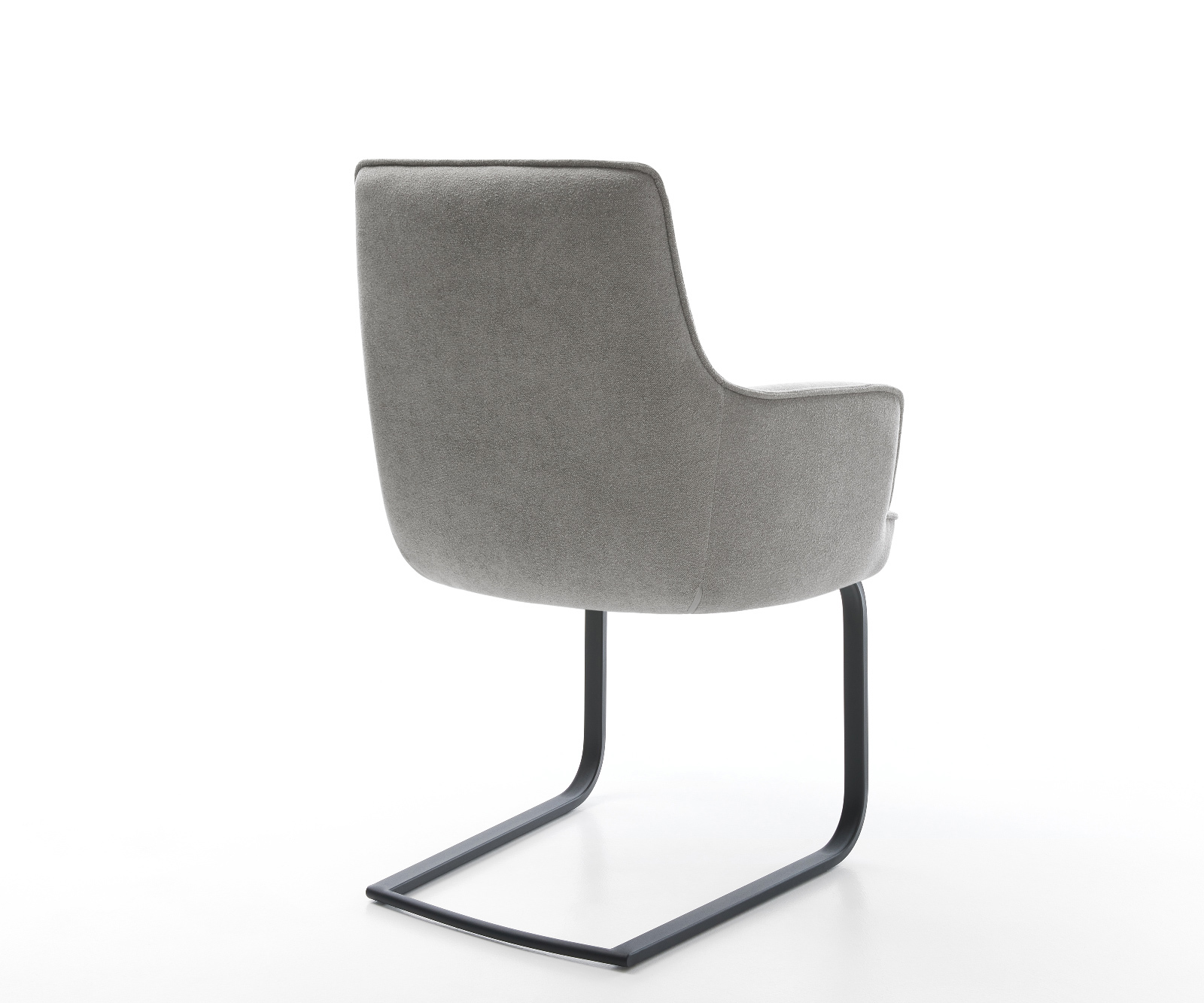 Étkezőszék Heira-Flex kárpitozott karfás strukturált szövet puha szürke konzolos lapos fekete zsákrugós ülőfelület - Image 5