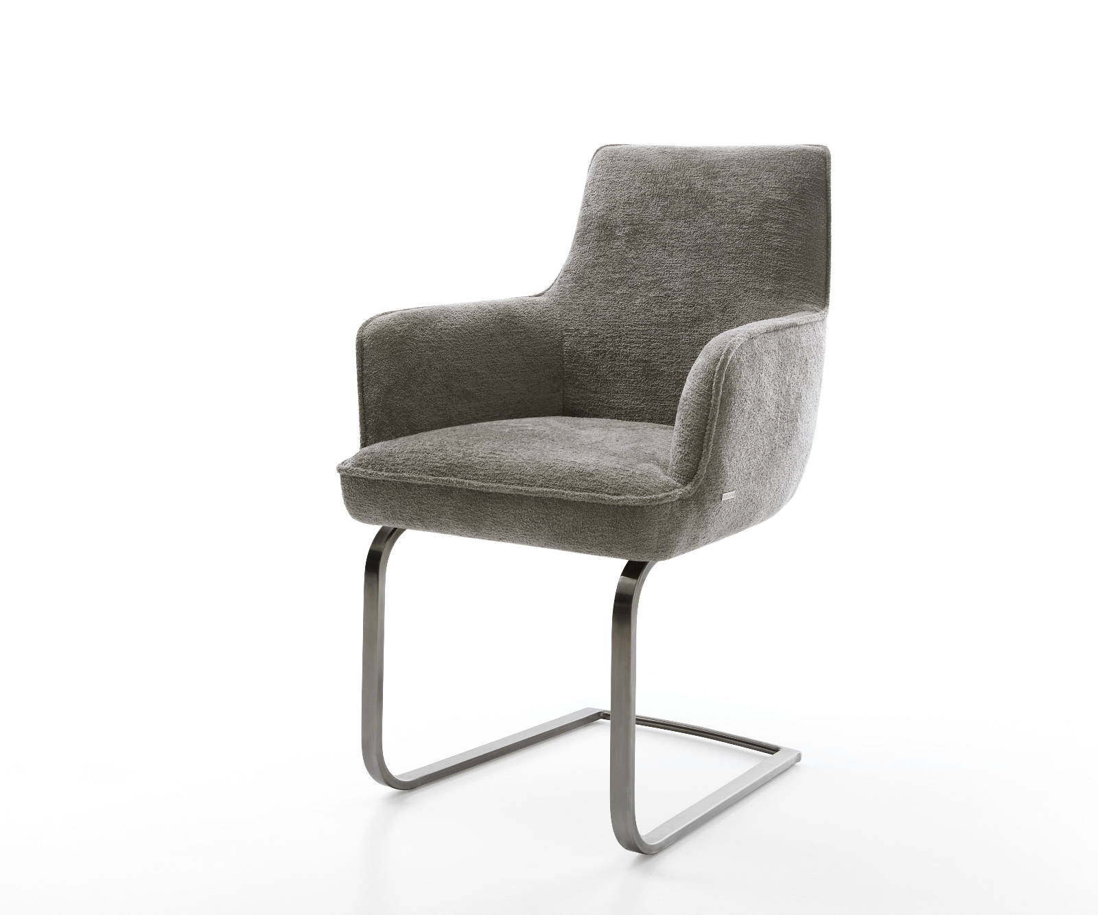 Étkezőszék Heira-Flex karfás bouclé puha sötét bézs konzolos lapos antracit zsákrugós