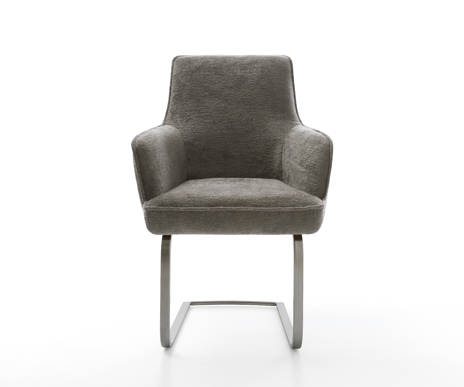 Étkezőszék Heira-Flex karfás bouclé puha sötét bézs konzolos lapos antracit zsákrugós - Image 2